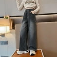 thumbnail image 5 of 2024 New High Quality Girls Jeans Vintage Denim Wide Leg Pants Kids Clothing Children Casual Solid Trousers For Teenager Clothes, 5 of 7