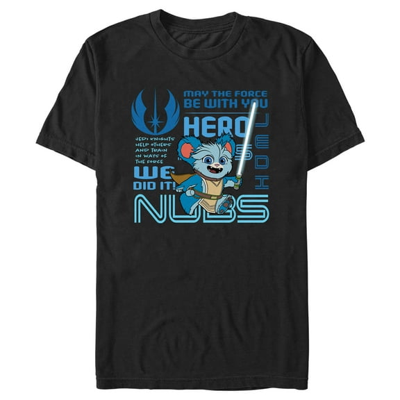 Men's Star Wars: Young Jedi Adventures Nubs Phrases Graphic Tee Black X Large