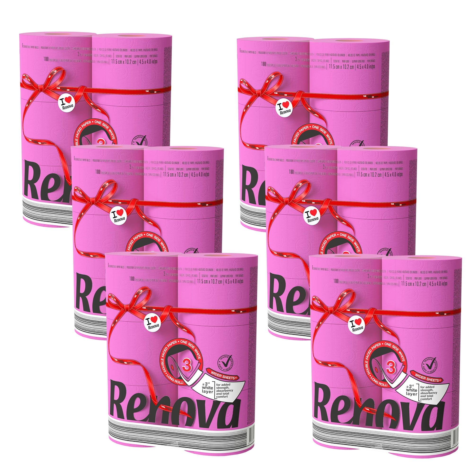 36 Pink Toilet Paper Jumbo Rolls 3 ply 180 High Quality Sheets