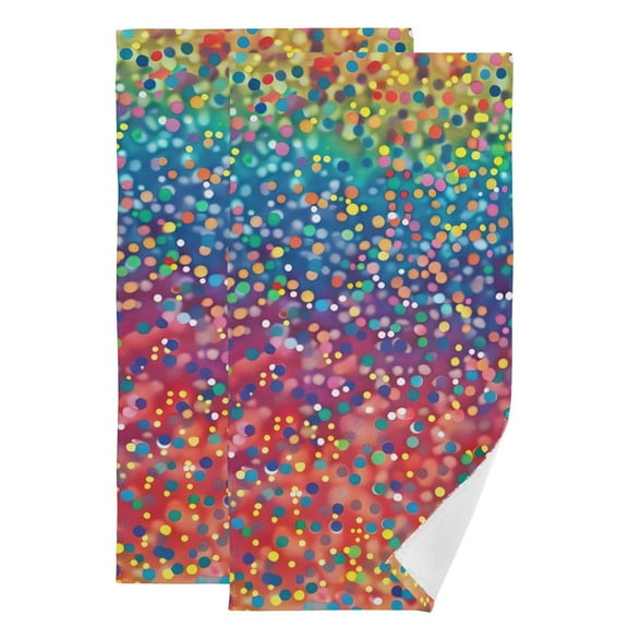 Rainbow Colored Dots Hand Towel Absorbent Bath Towels for Bathroom Sports Gym 28" x 14" Set of 2