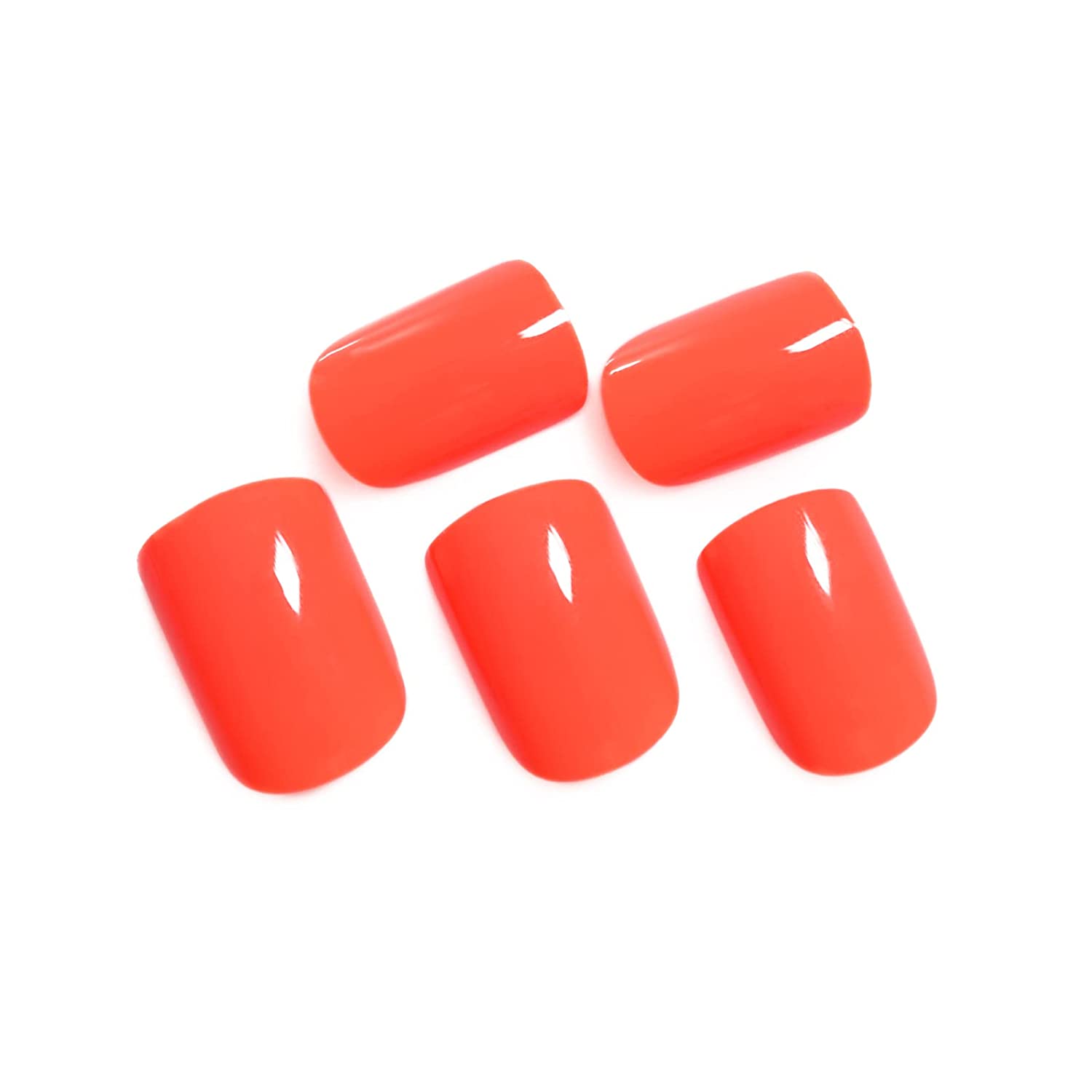 Neon Fake Nails Tips Press On Short For Daily Wear Date Round Natural