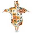 thumbnail image 2 of FORMRS Wearable Blanket Hoodie with Sleeves for Kids Cozy Flannel Sweatshirt, Cartoon Plants, 2 of 7