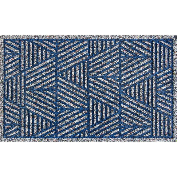 Apache Mills Blue White Triangulation Endurance Outdoor Rubber Doormat made with Nike Grind, 18" x 30"