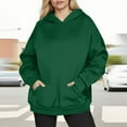 thumbnail image 2 of YOIAVAIOY Womens Plus Size Hoodies Cozy Fleece Hooded Sweatshirt Solid Pullover Hoodies with Kangaroo Pocket Army Green M, 2 of 7