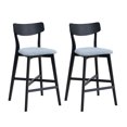 thumbnail image 2 of Hassch Set of 2 Modern Wooden Bar Chairs, Padded Counter Height Stools with Backrest and Footrest for Kitchen or Dining Room (Black), 2 of 6