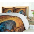 thumbnail image 5 of Ambesonne Dinosaur Duvet Cover Set, Dino Breaks Brick Wall, 2-Calking, Orange Blue, 5 of 7