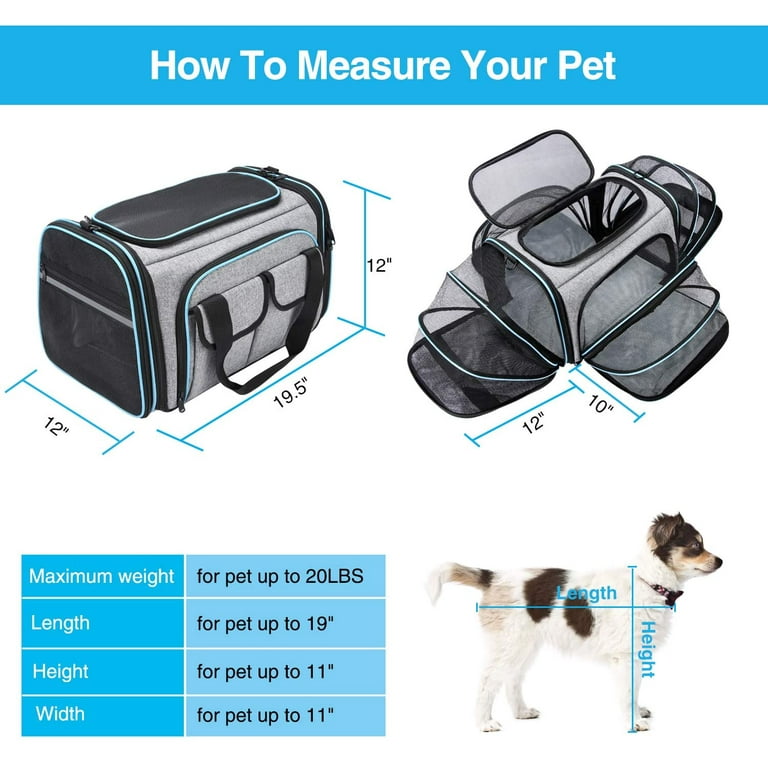 A4Pet Airline Approved Cat Carrier Dog Carriers,Removable Soft