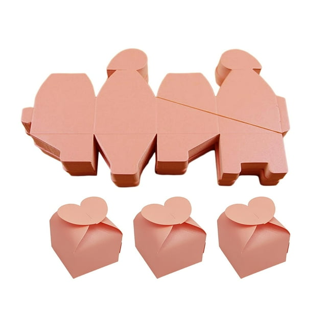 50x Cajas de Dulces Cajas de Papel para Regalos del Día de San Valentín Cajas Plegables de Panadería para Compromiso Aniversario de San , Rosa Macarena Cajas de papel