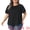 Black, variant on Women's Plus Short Sleeve Crew Neck Pleated Casual Tunic Blouse 1X Lake Blue