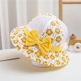 thumbnail image 2 of Xfvqtps Toddler Bucket Hat Wide Brim Mesh Bowknot Flower Print Colorful Sunshade Sun Protection Breathable Soft Outdoor Sun Hat for 1-4 Years Yellow, 2 of 7
