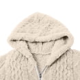 thumbnail image 6 of Fleece Jackets for Women Plus Size Hooded Long Sleeve Solid Color Warm Winter Coat Casual Thicken Fleece Lined Cardigan Outerwear, 6 of 8