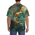 thumbnail image 3 of Susaid Emerald Color Gold Marble Print Men's Polo Shirts Button Down Short Sleeve Casual Summer Beach Vintage Shirts for Men-X-Large, 3 of 5