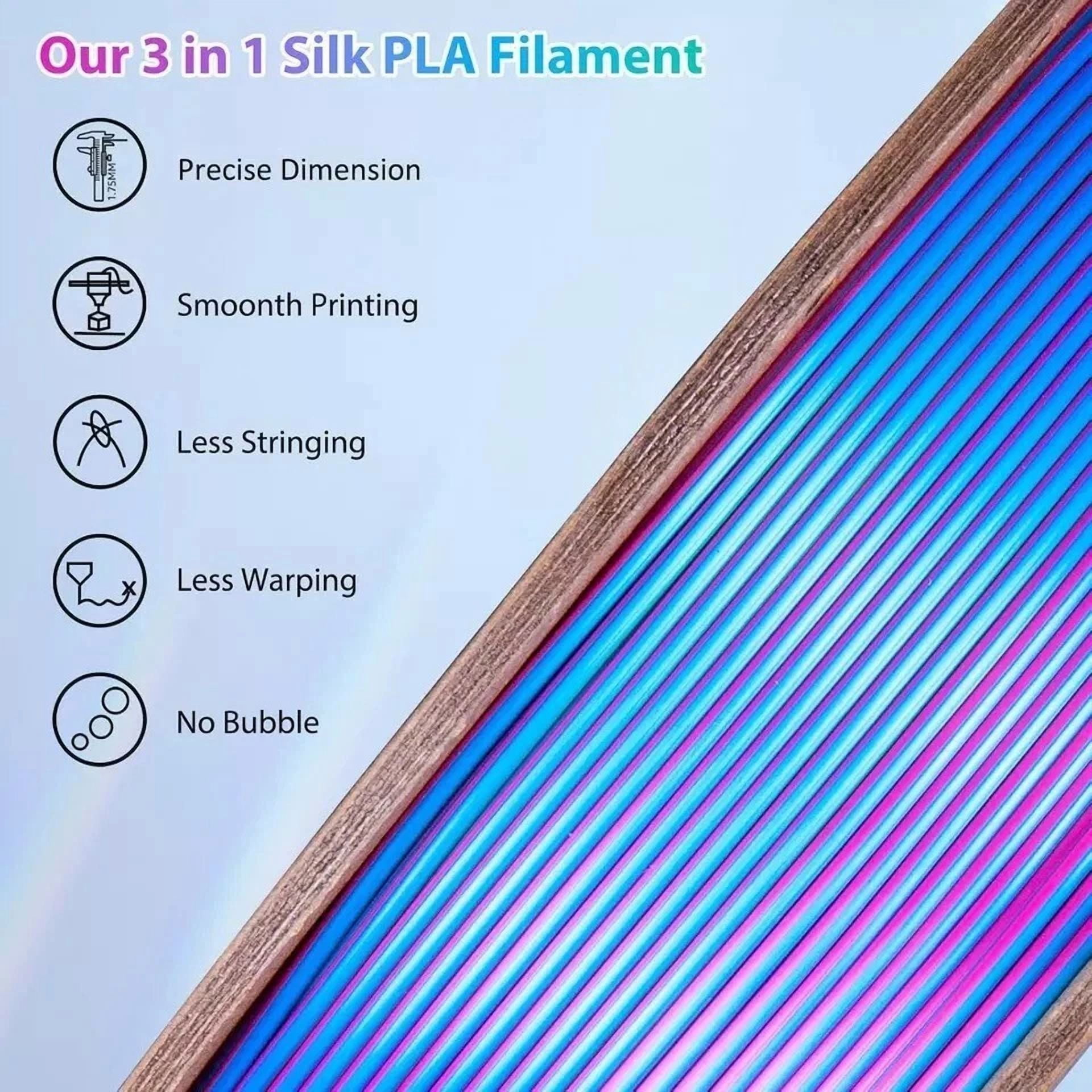 BUTTERFLY- Silk Pla 3D Printer Filament Triple Color Silk Pla Filament 1.75Mm 3D Printing 3