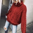 thumbnail image 2 of WTXUE Chandails à Col Montant Chandails au Crochet Chandails à Col Roulé pour Femmes Chandails à Manches Longues Chandail en Tricot Torsadé Chandails Doux Chandail Épais Chandails pour Femmes Chandails Confortables Chandails Rouges P, 2 of 4