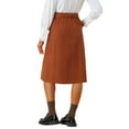 thumbnail image 3 of Falda A-Line de Cintura Alta de Mujer INSPIRE CHIC con Cinturón de Pana Midi para Otoño Invierno M Caramelo, 3 of 6