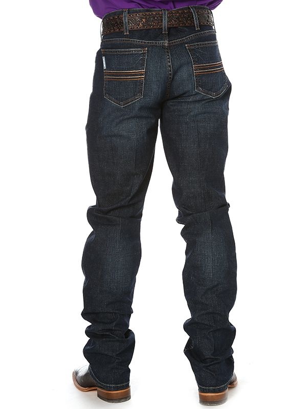 cinch men's silver label slim fit jean, performance dark stonewash, 28w