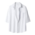 thumbnail image 2 of Dvkptbk Hommes Décontracté Mode Col Rabattu Bouton Manches Courtes Blouse Hauts Chemise, 2 of 9