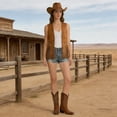 thumbnail image 5 of EYNMVR Tassel Vest Suede Cowgirl Long Fringe Waistcoat Sleeveless Cardigan Jacket Western Cowboy Outfit Hippie Vest Coat, 5 of 7