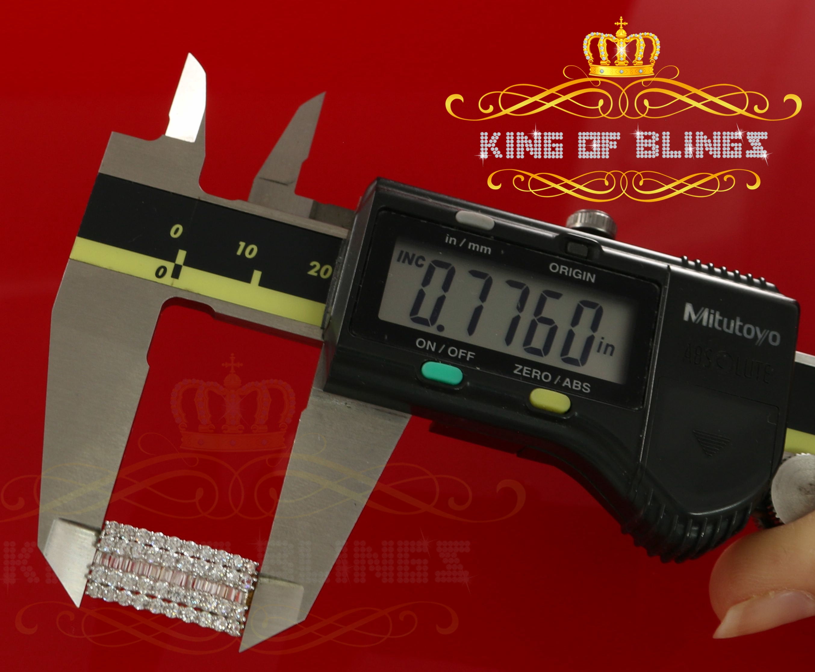 King of Bling's 925 Yellow Silver Stud 5.48ct Cubic Zirconia Baguette Screw Back Women's Earring