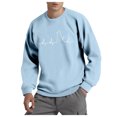 thumbnail image 1 of PEASKJP Unisex Round Neck Printed Sweatshirt With Simple Loose Handsome Lightweight Soft Fashion Top(Light Blue,M), 1 of 3
