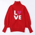 thumbnail image 3 of Valentine Sweaters for Women Juniors Loose Batwing Sleeve Turtleneck Sweater Knit Warm Pullover Sweater Shermie, 3 of 4