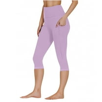 CheerKidz Women's Workout Capris Pants Fitness Running Yoga Athletic Leggings with Side Pockets Stretch Active Quick Drying Pants(Purple,2XL)