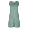 thumbnail image 2 of Women Sleeveless V Neck Eyelet Beach Sun Dress Casual Summer Short Swing Dresses with Pockets Green S, 2 of 5