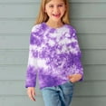 thumbnail image 3 of Girls Long Sleeve Tops Size 6x Cotton Crew Neck Tie Dye Kids Sweatshirt 3-13 Years Old Girl Graphic Tees, Purple, 4 Years, 3 of 5