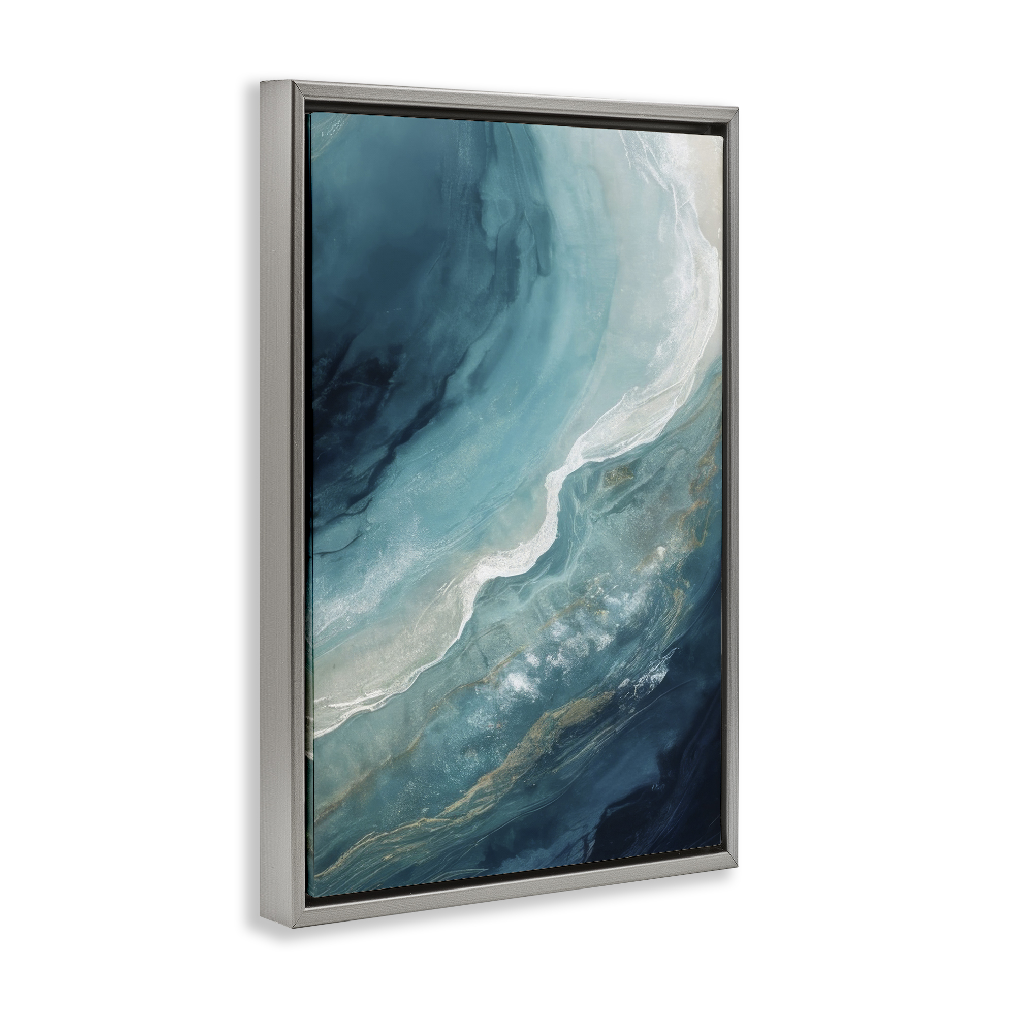 Stupell Industries Splashing Marine Currents Coastal Painting Gray Floater Framed Canvas Art Print Wall Art, 21 x 31
