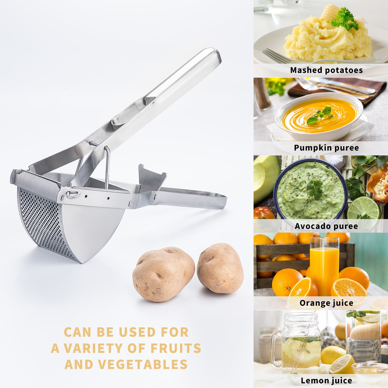 Potato Ricer Choxila Good Grip Potato Masher Stainless Steel Professional Masher Kitchen Tool