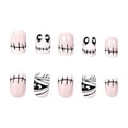 thumbnail image 7 of Halloween Short Press On Nails Short 24Pcs, Spooky House Mansion Bats Gradient Spooky Fake Nails Set, Reusable False Nails for Party Trick-or-Treat Fall Daily Wear Women Girls, 7 of 7