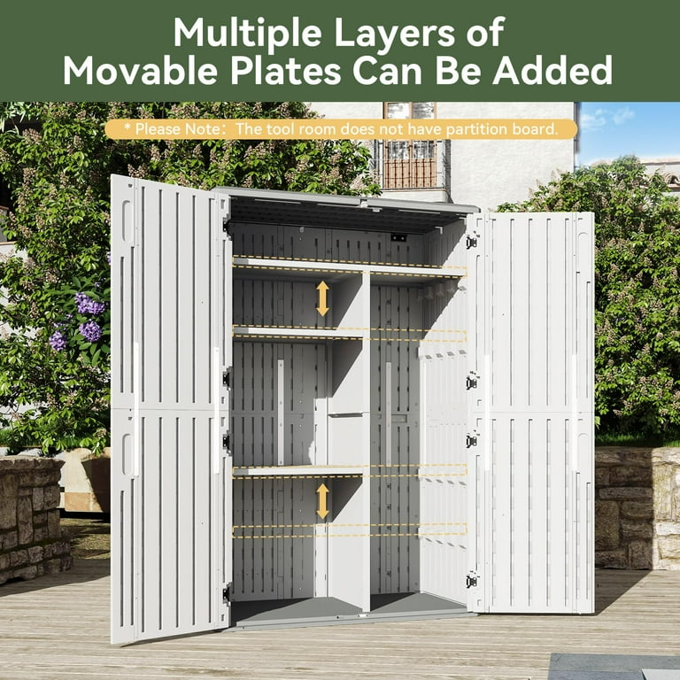 Aoxun Outdoor Storage Shed, 64 Cu.Ft Vertical Storage Sheds