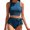 Blue, variant on Side Bow Tie Bikini Sets for Women Tummy Control Fully Coverage 2 Piece Swimsuits Solid Color Beachwear White