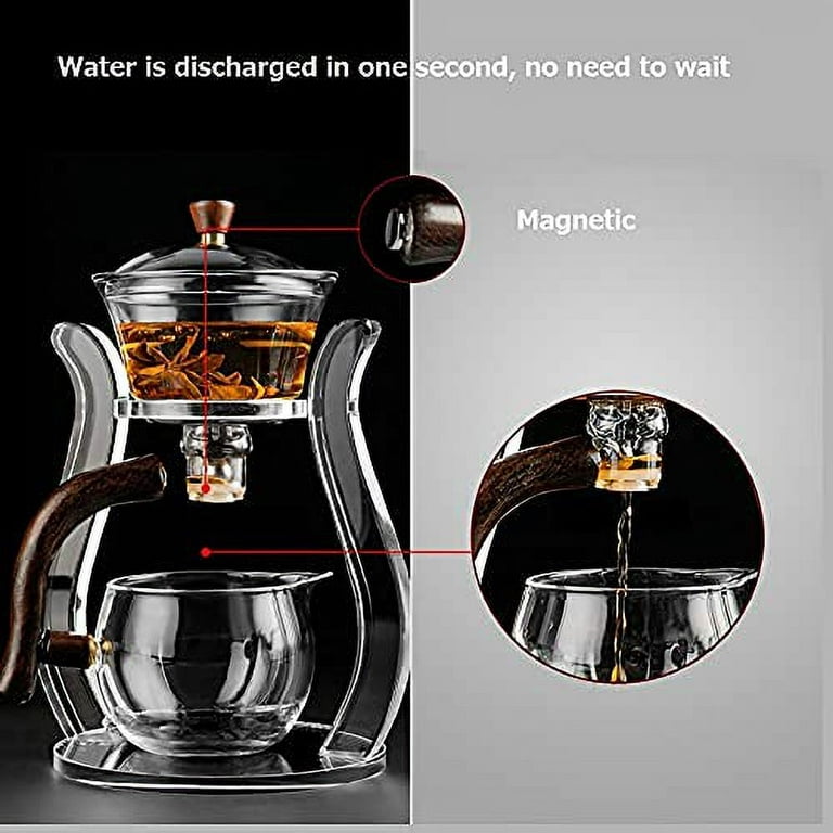 Rora Glass Teapot Set Glass Automatic Lazy Tea Set Magnetic Rotating Kungfu Heat - New