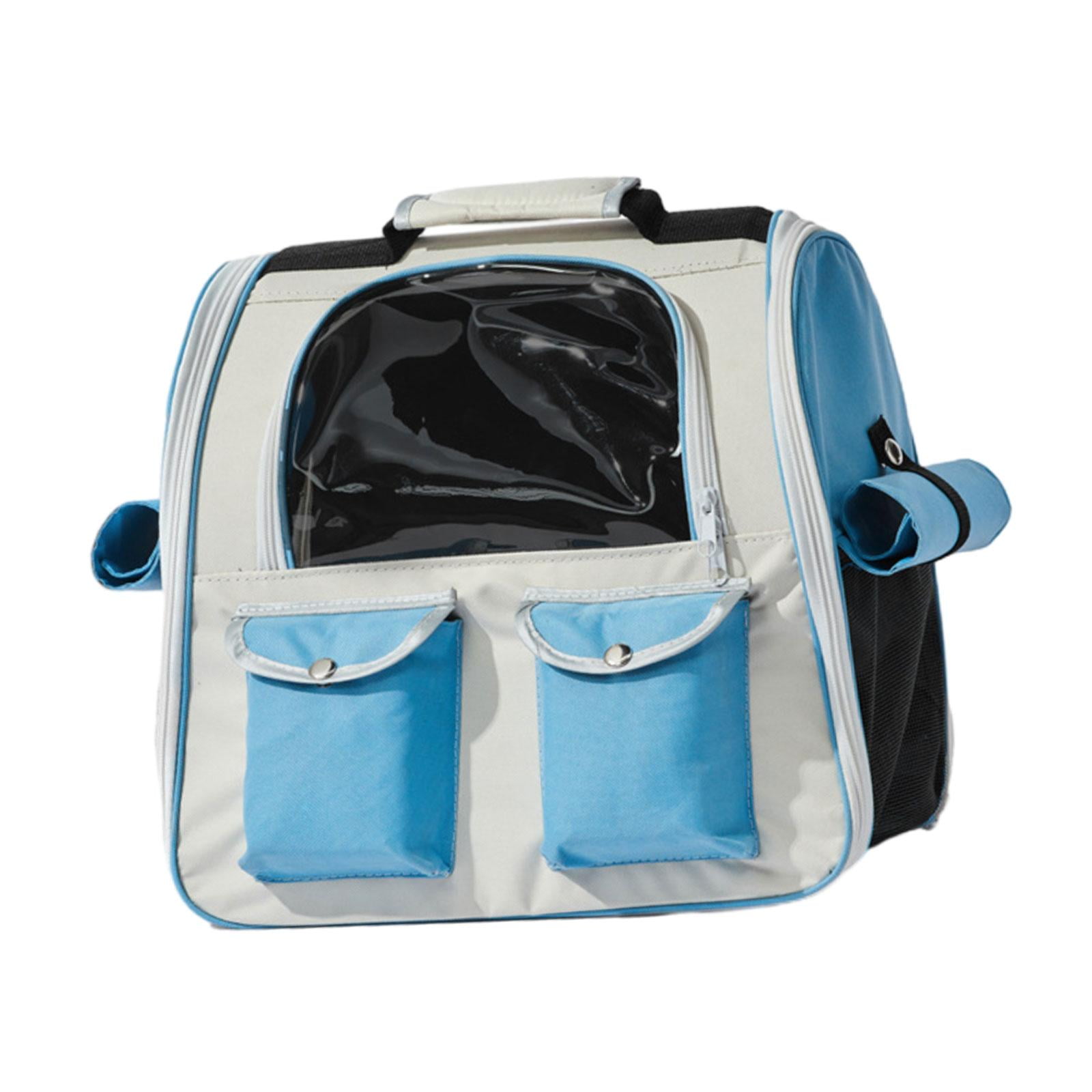 Cat Carrier Backpack Pet Travel Backpack Breathable Carrying Bag Transparent Dog Cat Carrier Cat Dog Backpack Bag for Outdoor Use Blue