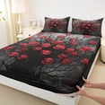 thumbnail image 3 of Homewish Red Floral Rose Full Size Sheets 4-Piece for Boys Girls,Gothic Style Breathable Bed Sheets,Romantic Valentine Lightweight Sheet Sets,Super Cozy Room Decor, 3 of 7