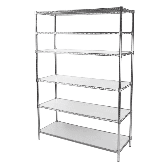 Hyper Tough 6-Tier Wire Storage Shelves with Liners, 48" W x 18" D x 72" H, 3600 lb Load Capacity, Chrome