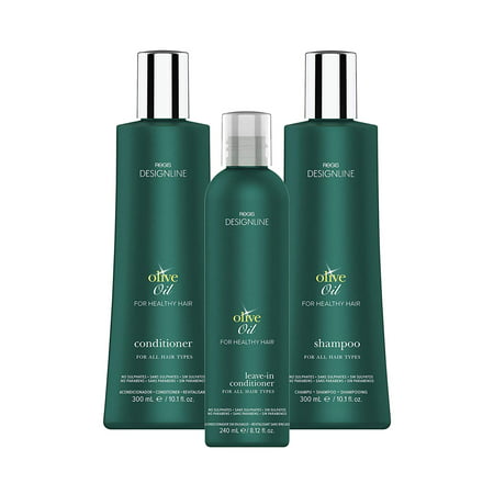 Regis DESIGNLINE - OLIVE OIL TRIO KIT - Shampoo & Conditioner Treatment Restores Dry and Damaged Hair without Build-Up and Protects Against Damage, Dryness, and Color Fading (3