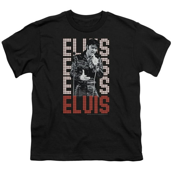 Trevco ELV769-YT-2 Elvis Presley & 1968-Short Sleeve Youth 18-1 T-Shirt, Black - Medium