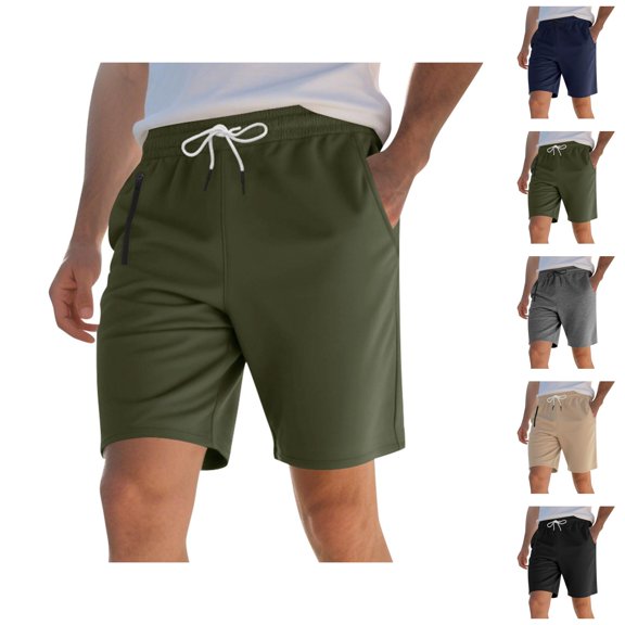 Mens Shorts Summer Casual Elastic Waist Lightweight Breathable Straight Leg Relaxed Fit Beach Shorts with Pockets