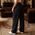 thumbnail image 5 of ZHYou No Boundarie Women's Corduroy Drawstring Wide Leg Pants Textured Loose Fit Casual Cargo Trousers with Multi Pockets,Black,Size 2XL, 5 of 8