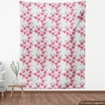 thumbnail image 4 of Floral Fabric by the Yard, Abstract Illustration of Curves Floral Strokes on a Geometric Background, Decorative Upholstery Fabric for Chairs & Home Accents, Grey Dark Pink Yellow by Ambesonne, 4 of 5
