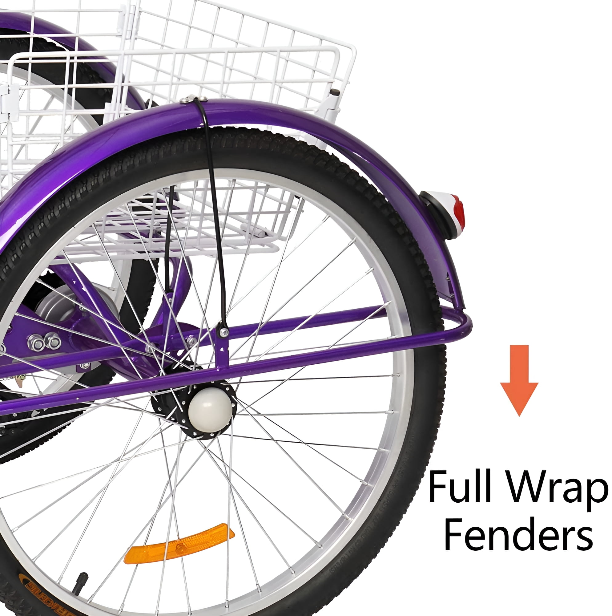 PEXMOR Adult Tricycle 7 Speed, 24/26 Inch 3 Wheel Bikes Tricycle for Adults, Adult Trike for Women/Men/Seniors, Three Wheel Cruiser Bike w/Folding Front & Rear Basket for Shopping/Recreation/Picnic