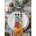 thumbnail image 2 of Thanksgiving Cloth Napkins Set of 8 Reusable Dinner Napkins, Fall Turkey Pumpkin Maple Leaf Black Plaid Cocktail Napkin Washable Table Napkins for Wedding/Holiday Party/Baby Shower 20"x20", 2 of 7