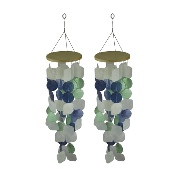 Things2Die4 Blue & Green Capiz Shell Wind Chime Outdoor Décor (Set of 2)