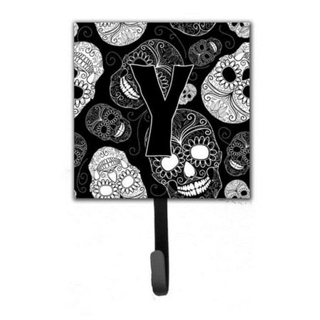 Letter Y Day Of The Dead Skulls Black Leash & Key Holder