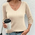 thumbnail image 5 of GuangCheng Womens Kint Textured Tops V Neck Long Sleeve Loose Fall Winter Shirts Blouses, 5 of 6