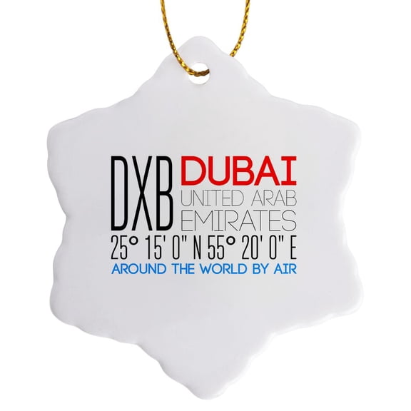 3drose, Decorative Text Dxb, Dubai, United Arab Emirates, Location, 3 inch Snowflake Porcelain Ornament