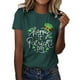 thumbnail image 2 of Fiudx Camisetas para Mujer San Patricio Día Moda Mujer Cuello Redondo Casual Manga Corta Impreso Señoras Tops Blusa, 2 of 4