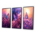 thumbnail image 3 of Designart "Wonderful Sunset with a Pink Butterfly III" Animals Butterfly Framed Wall Art Set Of 3 - Pink Butterfly Frame Gallery Wall Set For Home Decor, 3 of 6